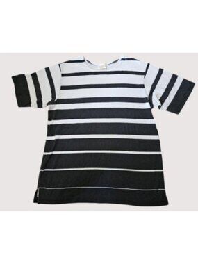 ROAMANS Black and White Striped Short Sleeve Pullover Ladies Plus MEDIUM 14W 16W